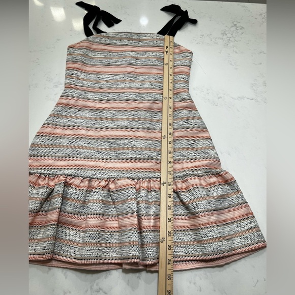 Charming Pink and White Striped Kids Dress with Black Bow Details - Picture 8 of 10